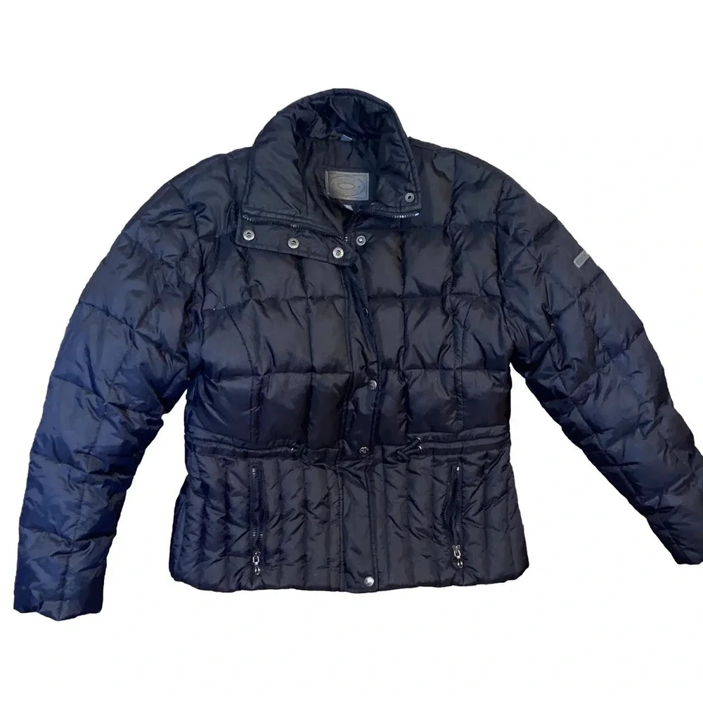 Steve Madden Juniors Puffer Coat Down Nylon Winter Black Logo Warm Girls Sz XL